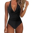 thumbnail image 1 of Women's Sexy Back Tie One Piece Swimsuit Bathing Suit with Deep V Neck, 1 of 15