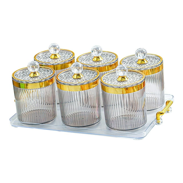 Recipiente multiusos para almacenar alimentos, con 6 compartimentos, organizador de regalos, tarro de especias para comedor, fiestas, días festivos, Gris