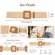 Elastic Belt for Women Straw Woven Elastic Stretch Waist Belt Women Skinny Dress Belt Belts for Women Dresses