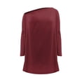 thumbnail image 4 of Baqcunre Womens Sweaters Womens Oversized One Shoulder Long Sleeve Blouse Pullover Tunic Sweaters Tops Tops For Women 2023 Hoodies For Women Wine XL, 4 of 6