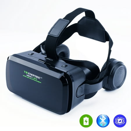 Cell Phone Virtual Reality (vr) headsets, VR EMPIRE VR Headset, Phone VR Headset VR Headset for iPhone VR Headsets for Phone with Wireless Earphones, Anti-Blue Lights, iPhone VR Headset (Black)