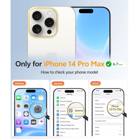UYWGF-for iPhone 14 Pro Max Case: [Compatible with Magsafe] Translucent Matte Cases with [Full Camera Protection] [Screen Protector] Military Grade Shockproof Protective Phone Cover - Light Blue