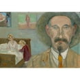 thumbnail image 2 of Ernst Schiess 14x11 Black Ornate Wood Framed Double Matted Museum Art Print Titled: Self-Portrait III (1919), 2 of 5