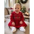 thumbnail image 3 of Cjfdfy Newborn Baby Girl Christmas Outfit Christmas Tree Bow Velvet Romper Classic Bubble Long Sleeve Doll Collar Bodysuit A-line Dress Cute My First Christmas Fall Winter Outfits, 3 of 9