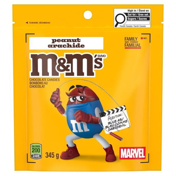 M&M'S, Peanut Milk Chocolate Candies, Family Bag, 345 g