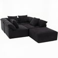 thumbnail image 6 of Modern L Shaped Chenille Sectional Sofa 142" with 5-Piece Configurability and Convertible Bed, 6 of 25