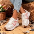 thumbnail image 3 of Rokment Women's Retro Color Block Fashion Sneakers Comfortable Casual Leather Lace up Running Tennis Shoes Non Slip Skate Trainners for Fall Spring, 3 of 5