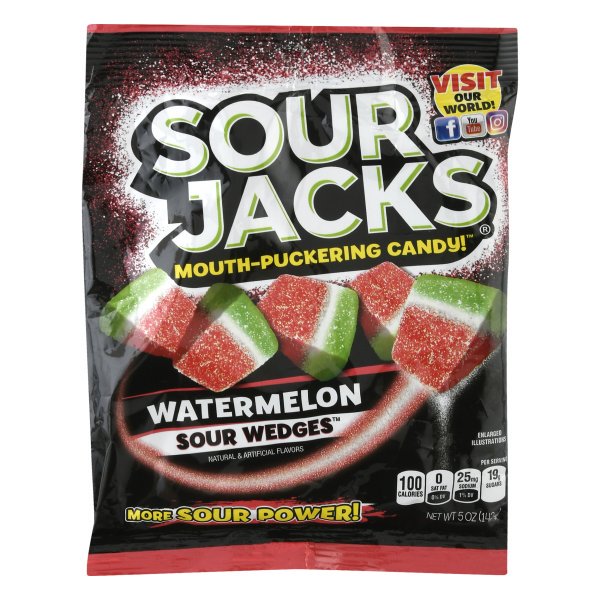 Sour Jacks Watermelon Soft and Chewy Mouth Puckering Candy,