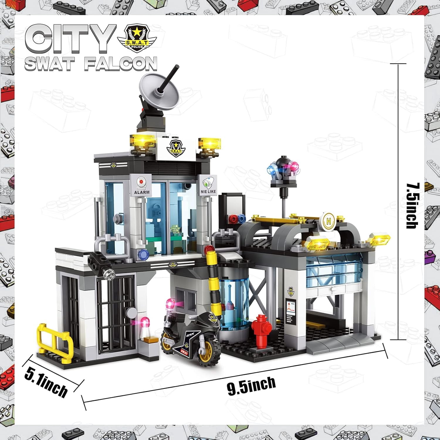 EP EXERCISE N PLAY Building Toy Set City Police Station 564 Pieces Command Center with Police Car Black