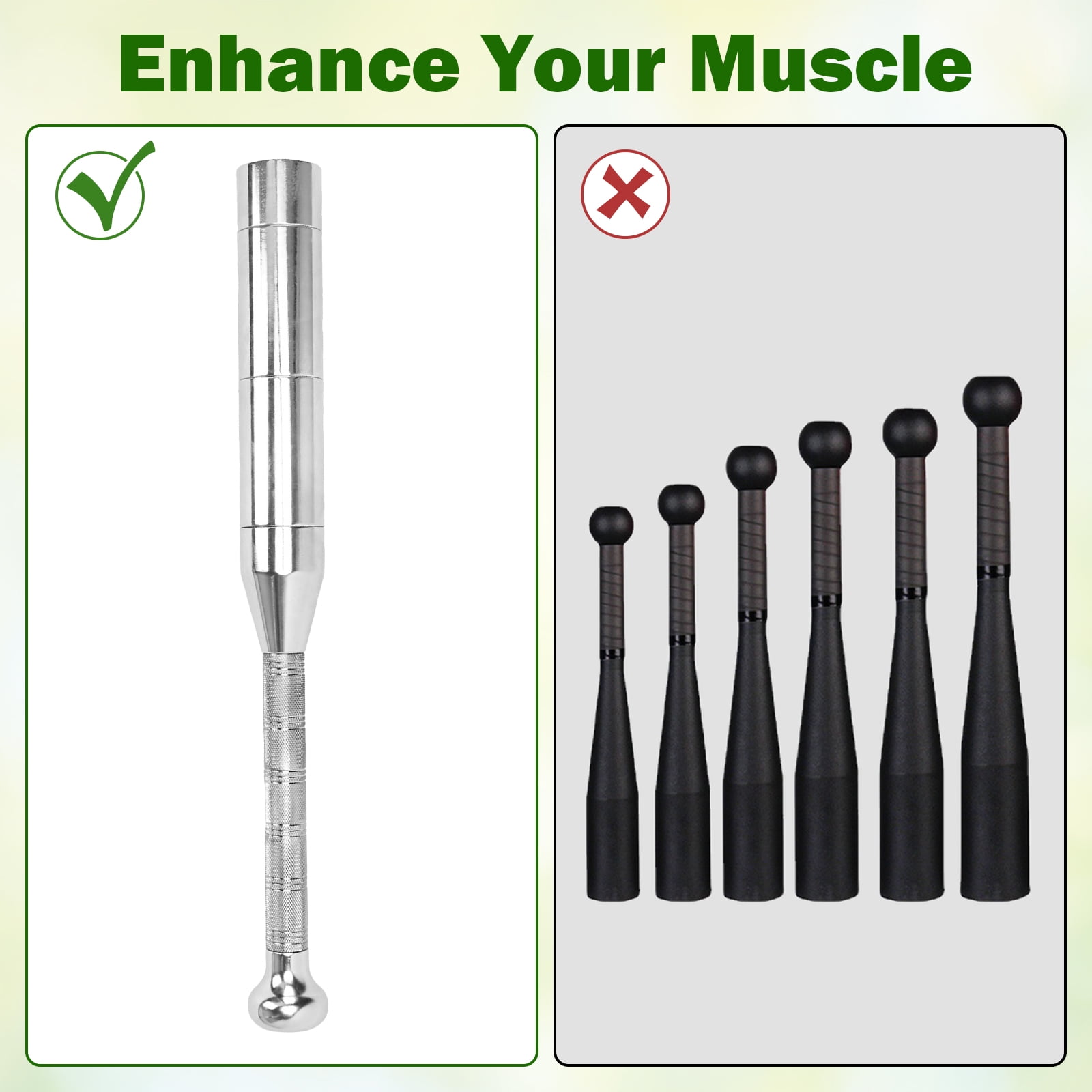 Gomok Adjustable Macebell Clubbell, 6.6/ 8.8/ 11/ 13.2/ 15.4/ 17.6 lb Steel Weighted Club for Muscle Building Shoulder, Grips & Forearms Workout