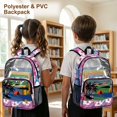 thumbnail image 4 of ZIATUBLES Clear Backpack 17 Inch, Heavy Duty Fabric & PVC Transparent Bookbag with Hawaiian Beach Sunset Print, Large Capacity See Through Backpack for Women Men School, 4 of 7