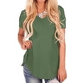 thumbnail image 5 of Sinhoon Women's Swallow Tail Short Sleeve T Shirt V Neck Casual Loose Plain Tunic Tops Summer Blouse T-shirt, 5 of 5