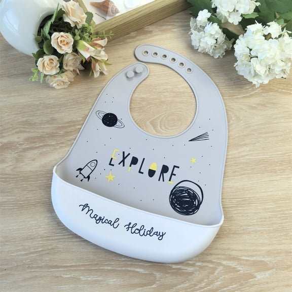 GOLDCOLIN Silicone Baby Bib Adjustable Waterproof Soft Unisex 10-72 Months,EXPLORE