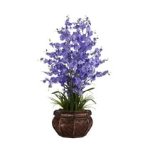 Nearly Natural 30" Dancing Lady Orchid Artificial Flower Arrangement, Purple