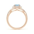 thumbnail image 2 of Angara Natural 1.12 Ct. Aquamarine with Diamond Halo Ring in 14K Rose Gold for Women (Ring Size: 11.5), 2 of 10