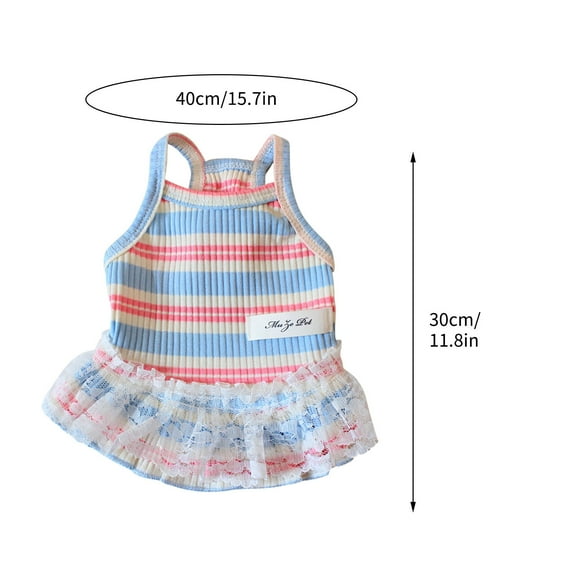 EUDIDV Home Decor Items Dog Summer Clothes Puppy Sleeveless Striped Pet Skirt Dresses Suitable For Small Medium Dog Decorative Accessories
