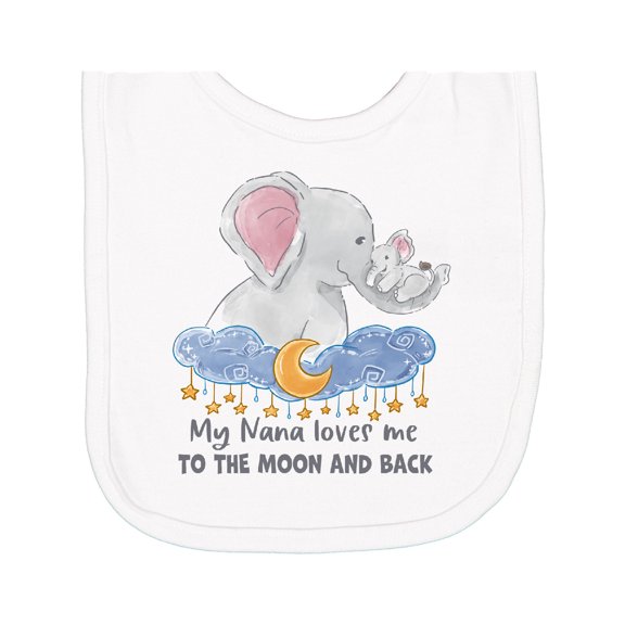Inktastic My Nana Loves Me to the Moon and Back Elephant Family Newborn Bib