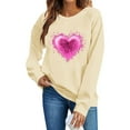 thumbnail image 4 of Valentines Day Sweatshirts Women Cute Heart Funny Valentine Pullover Sweater Tops Casual Long Sleeve Shirts, XS Beige, 4 of 6