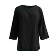 thumbnail image 3 of XuJwPNcy Cotton Shirts for Women Summer V Neck 3/4 Sleeve Floral Embroidered Boho Tops Dressy Casual Blouse Tees, 3 of 3