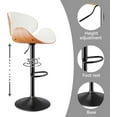 thumbnail image 3 of Bar Stools,Swivel Counter Height Bar Stools for Kitchen Island,Adjustable Bentwood Barstools, PU Leather Upholstered Bar Chair with Back and Footrest for Bar,Dining Room(White 1PCS), 3 of 18