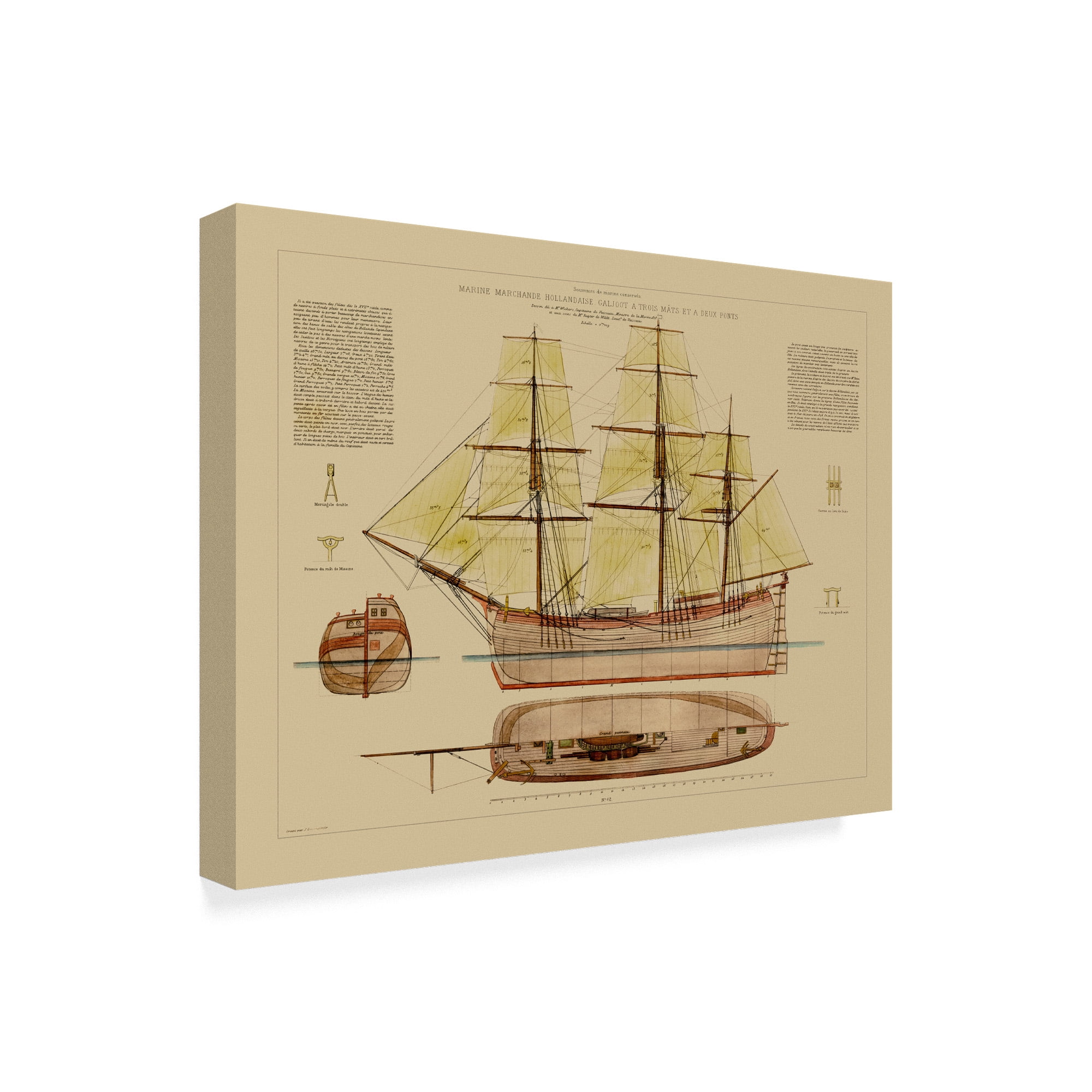 Trademark Fine Art 'Antique Ship Plan VII' Canvas Art by Vision Studio