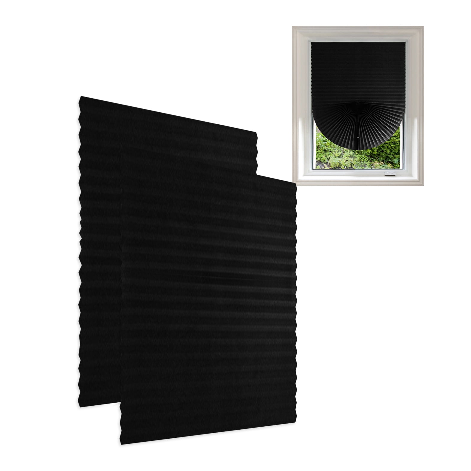 2 Pack Window Shades Blackout Pleated Paper Half Shades for Indoor