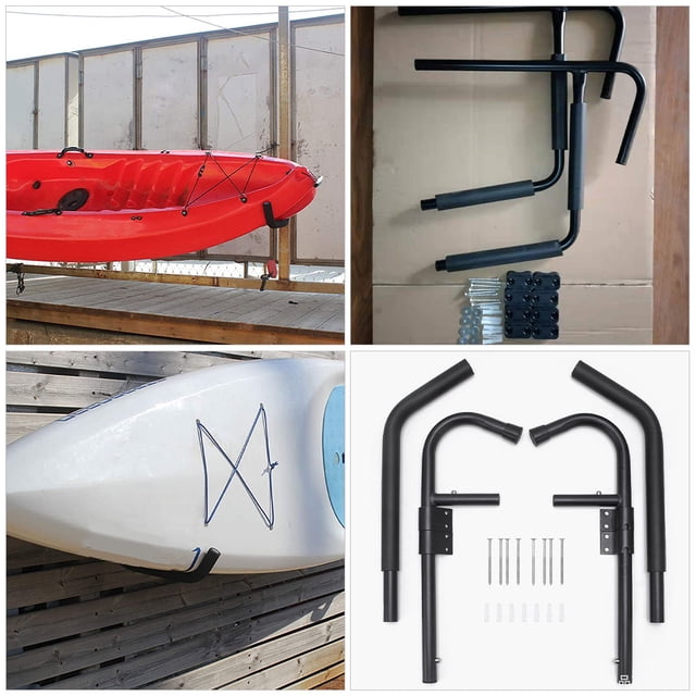 OULII 2 Ensembles Cintres de Rangement pour Kayak Noirs Robustes Support Mural avec Mousse de Protection pour Canots