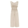 thumbnail image 5 of KBODIU Jumpsuits for Women Solid Casual Ruffle Sleeveless Suspender Wide Leg Pants Rompers Bodysuit for Women Beige L, 5 of 5