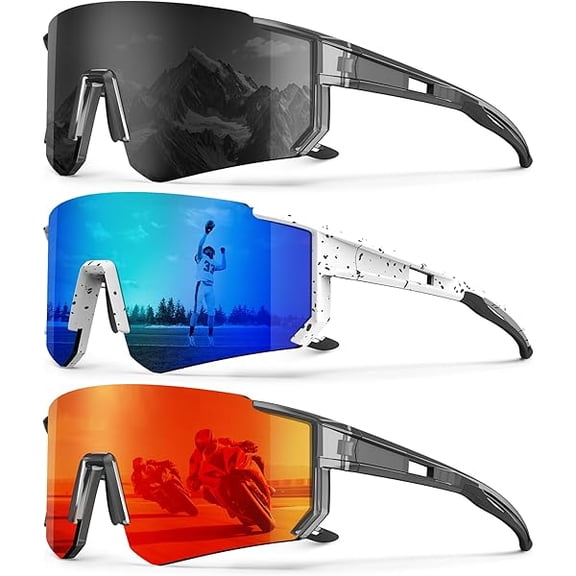 Polarized Sport Sunglasses-Men-Women Running-Sunglasses: Cycling Sun Glasses UV Protection Driving Fishing 3packs