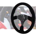 thumbnail image 3 of Racing Steering Wheel, Anti Fading Aluminum Frame Black Stitching Steering Wheel Modification  For Automobile, 3 of 8