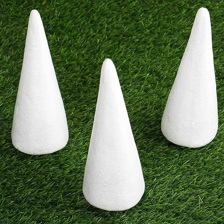 Happyyami 6pcs Craft Foam Cone White Styrofoam Cones for DIY Home