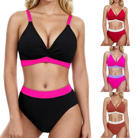 Lopeceal Women Two Piece Bathing Suits Push Up Bikini Set Halter Swimsuit Vintage Swimwear