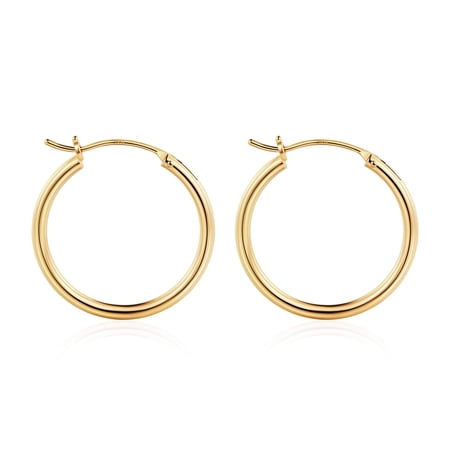 Turandoss Thick Gold Plated Chunky Small Hollow Tube Hoops Earrings for Women Hypoallergenic Lightweight Jewelry Birthday Gift for Women 13/15/20/25/30/40mm