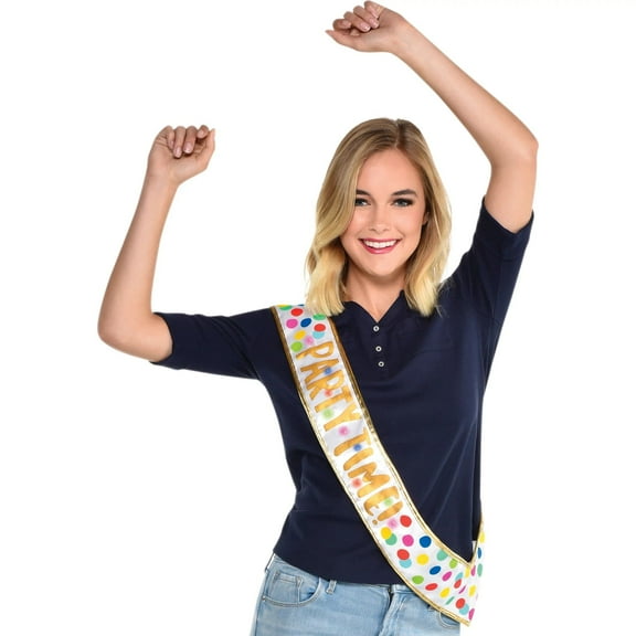Rainbow Dots"Party Time" Sash | Light-Up | 1 Pc