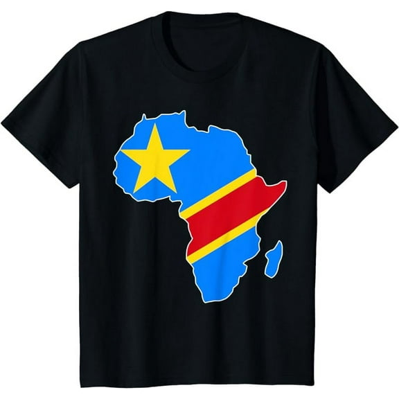 Love Democratic Republic of Congo RDC DRC Flag Africa Map T-Shirt