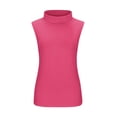 thumbnail image 4 of WonderWiz Women Sleeveless Mock Turtleneck Tank Tops Slim Fit Stretchy Layer Tee Shirts Hot Pink L, 4 of 5