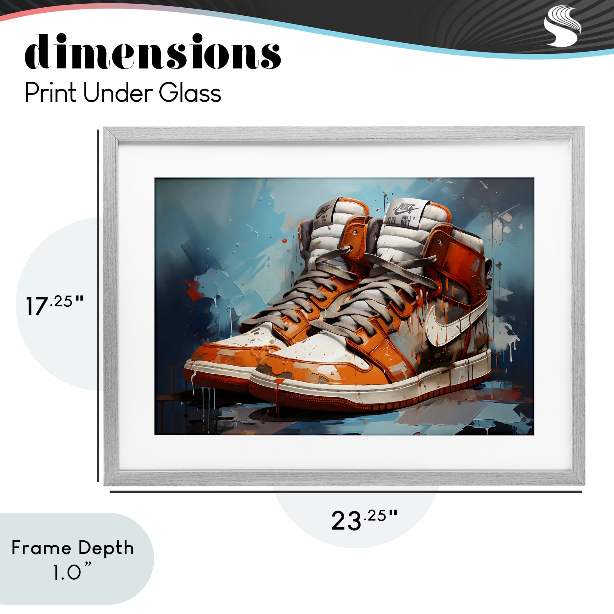 Stupell Industries Red & White Sneakers Splash Gray Framed Print Under Glass, design by Creative Studio