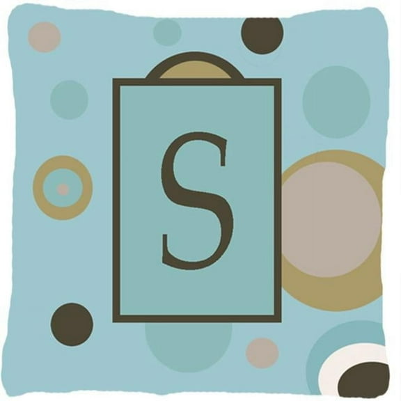 Monogram - Initial S Blue Dots Indoor & Outdoor Decorative Fabric Pillow
