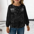 thumbnail image 3 of LYHao Girls Long Sleeve Loose Fit Round Neck Glitter Tee Casual School Blouse Comfortable Everyday Shirt For Toddler Kid Sizes 5-6 Years(Black), 3 of 7