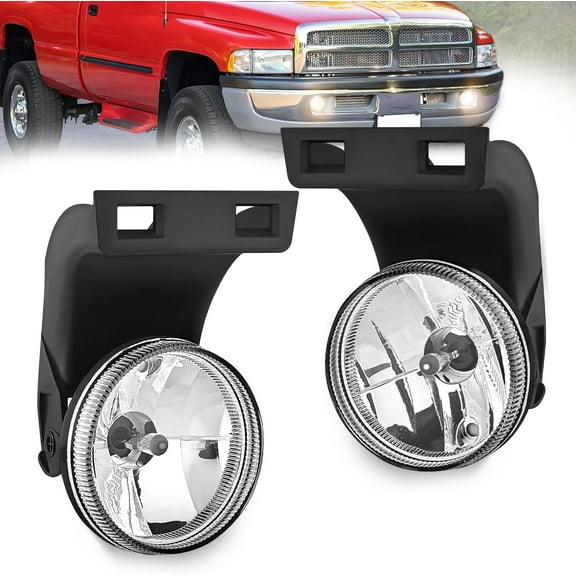 Nilight Fog Lights Assembly Compatible with 1994 1995 1996 1997 1998 1999 2000 2001 Dodge Ram 1500 1994-2002 Dodge Ram 2500 3500 Pick Up Truck Clear Fog Lamp w/881 12V Halogen Bulbs