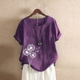 thumbnail image 1 of Babysbule Hauts pour Femmes en Liquidation Mode Été Ample Imprimé Col Rond T-Shirt Manches Courtes Blouse Décontractée, 1 of 3