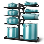 LUIISIS Pots and Pans Organizer, 21" Height Heavy Duty 120LBS Pots Pans Organizer Rack for under Cabinet 8-Tier Adjustable for Big Stockpots, Dutch Ovens, Cast-iron Pans, Heavy Cookware