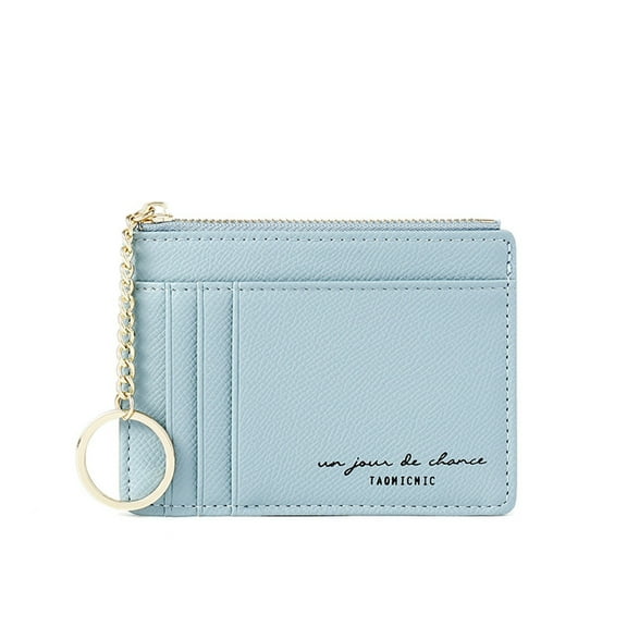 MUSOIE Slim Wallet Credit Card Holder Women Keychain Thin Pocket Zipper Wallet Travel Card Holder