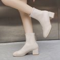 thumbnail image 4 of B91xZ Combat Boots Womens Mid Calf Combat Riding Fashion Winter Boots,White 7, 4 of 5