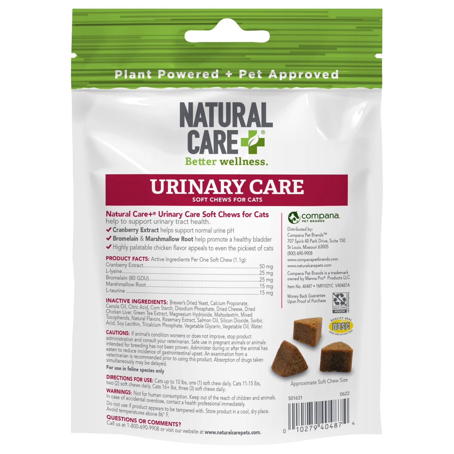 (6 pack) Natural Care Urinary Support Soft Chews for Cats, 78 Count