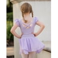 thumbnail image 7 of Oudiya Girls Ballet Dress Ruffle Sleeve Dance Leotard with Skirt Criss Cross Back Dance Clothes for Kids 10-11Y, 7 of 7