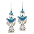 thumbnail image 4 of Pendientes étnicos Zulema 1 par tibetano bohemio campana borla colgante Azul claro, 4 of 8