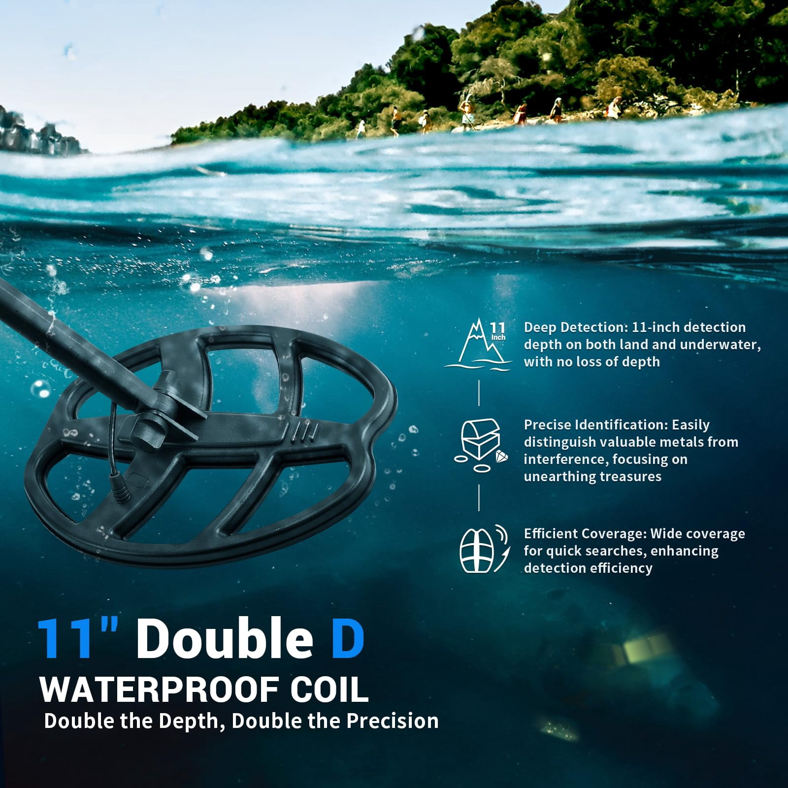 NOVORIK Metal Detector for Adults with 10" Waterproof Coil, LCD Display, Gold Detector with Pinpointer, No Assembly, for Beach & Underwater Use