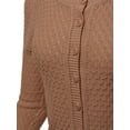 thumbnail image 4 of A2Y Women's Solid Cropped 3/4 Sleeve Button Down Crew Neck Knit Cardigan Sweater Camel 1XL, 4 of 5