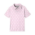 thumbnail image 4 of Lumtrix Short Sleeve Girls Tops 2025 Boho Polka Dot Cute V Neck Interlock Polo Shirts for 3-14 Years Pink 150, 4 of 5